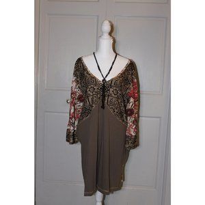 Ulla Popken Brown and Pink Patterned Tunic (28/30)